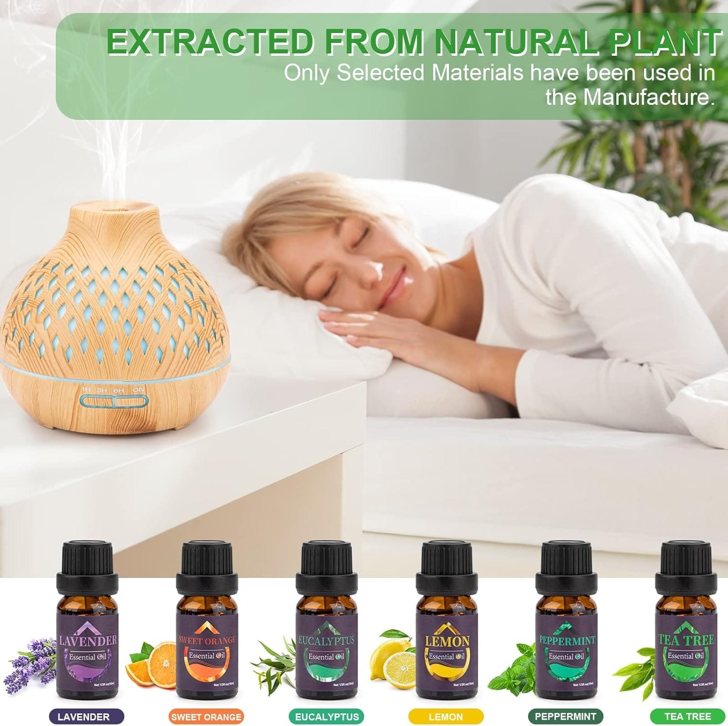 Aromatherapy diffuser glowing in dark room