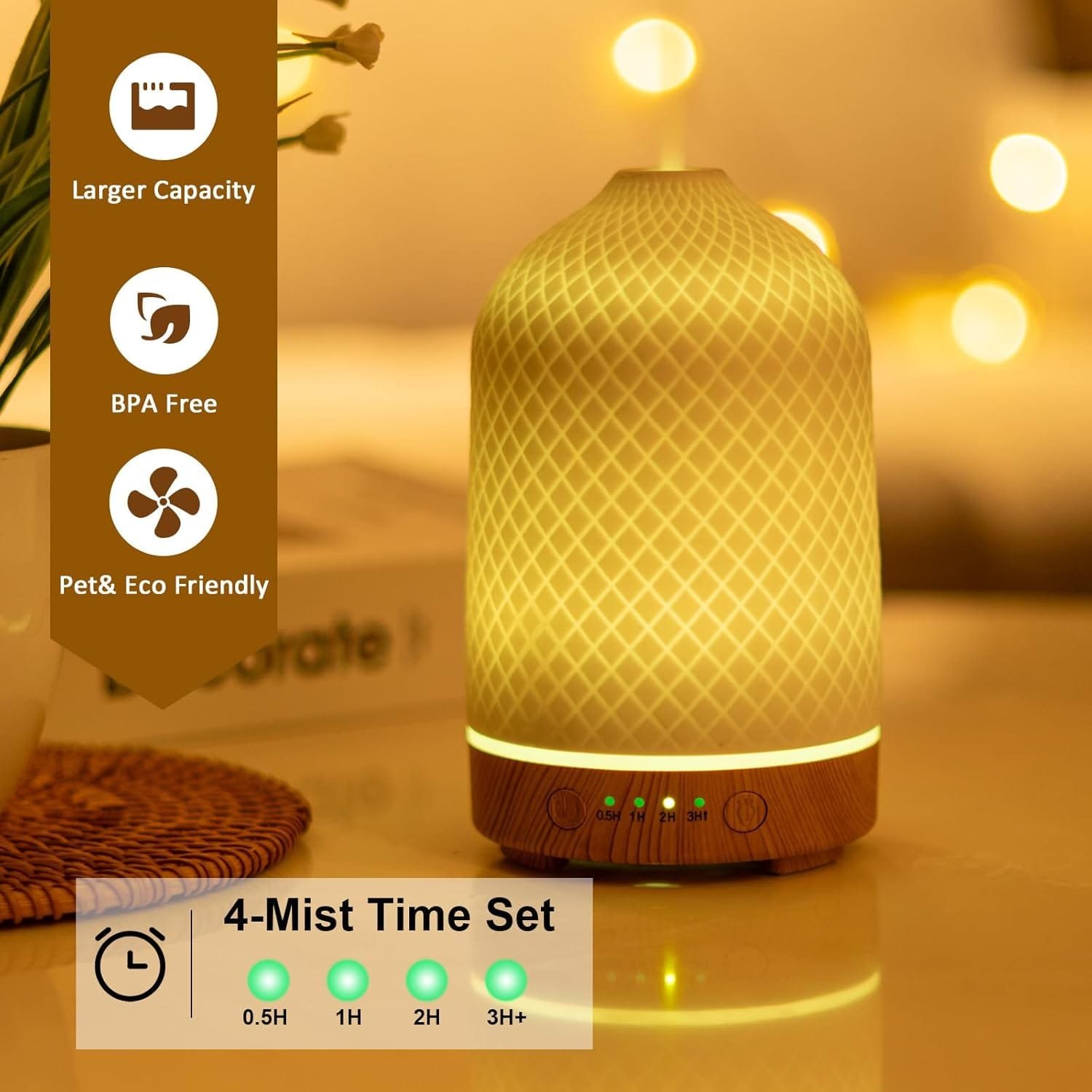 diffuser setup with measuring cup and essential oils