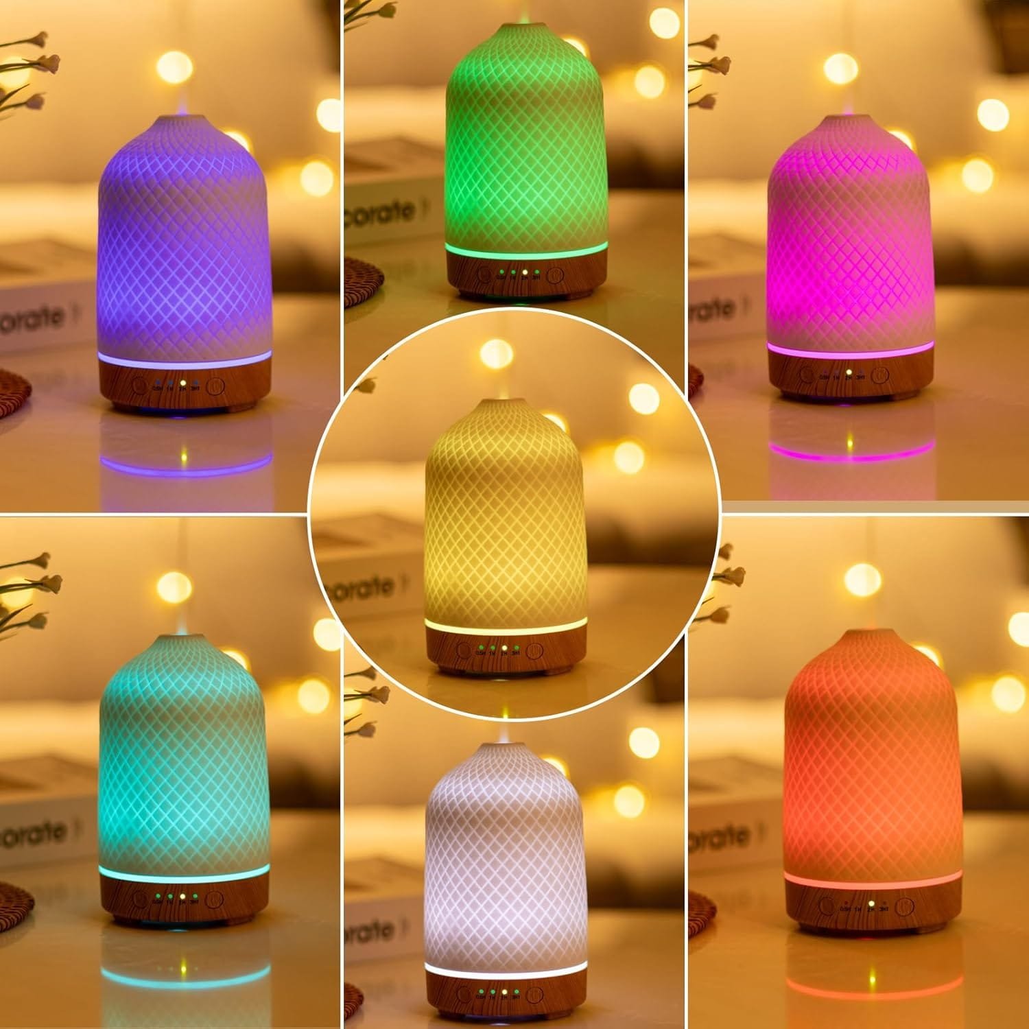 ultrasonic diffuser with 7 LED lights on display