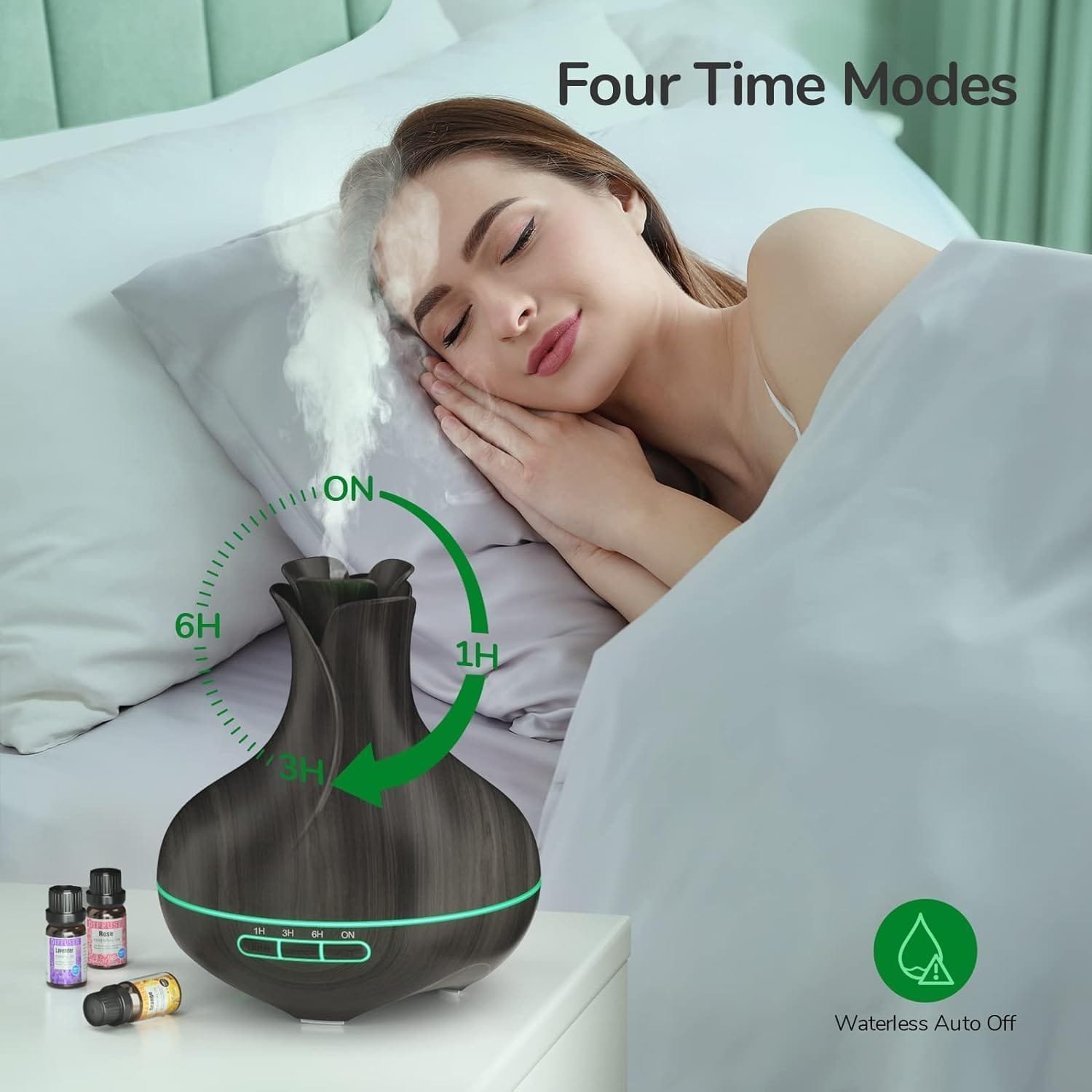 600ml aromatherapy diffuser with 8 essential oils and LED lights