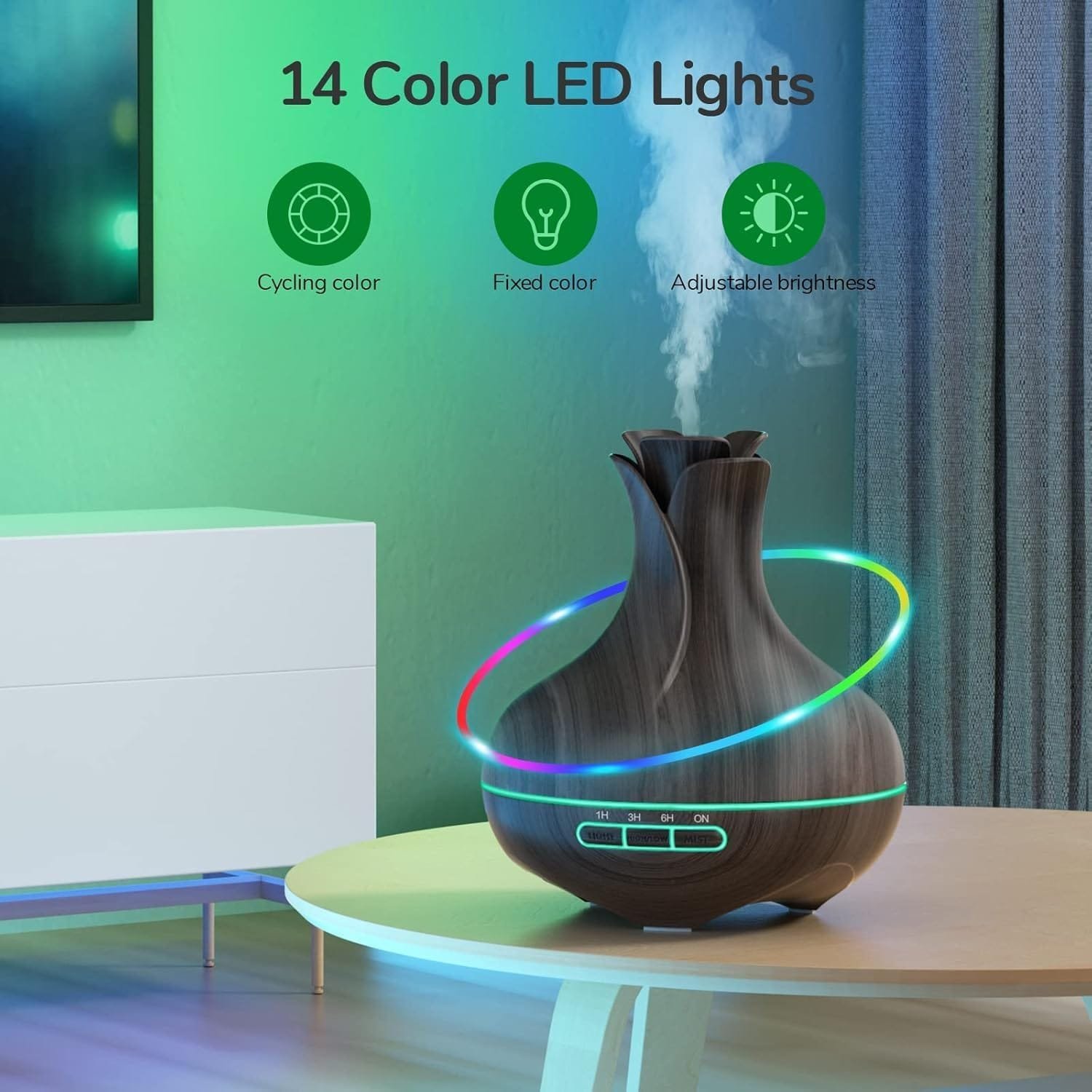 600ml aromatherapy diffuser with 8 essential oils and LED lights