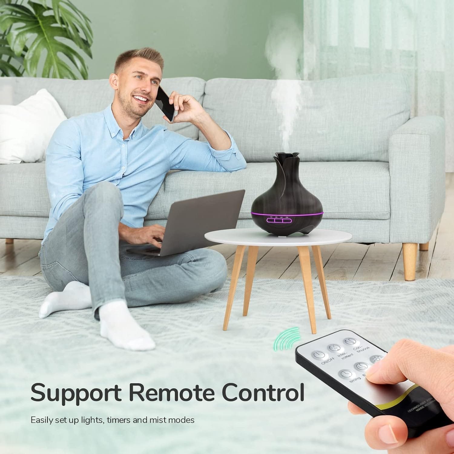 600ml aromatherapy diffuser with 8 essential oils and LED lights