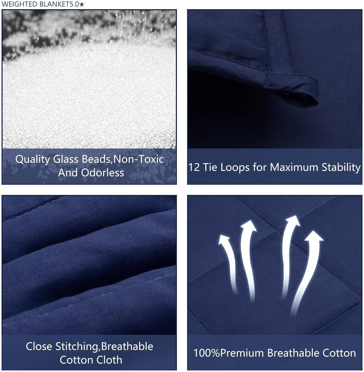 Weighted Blanket King Size Navy Blue 5