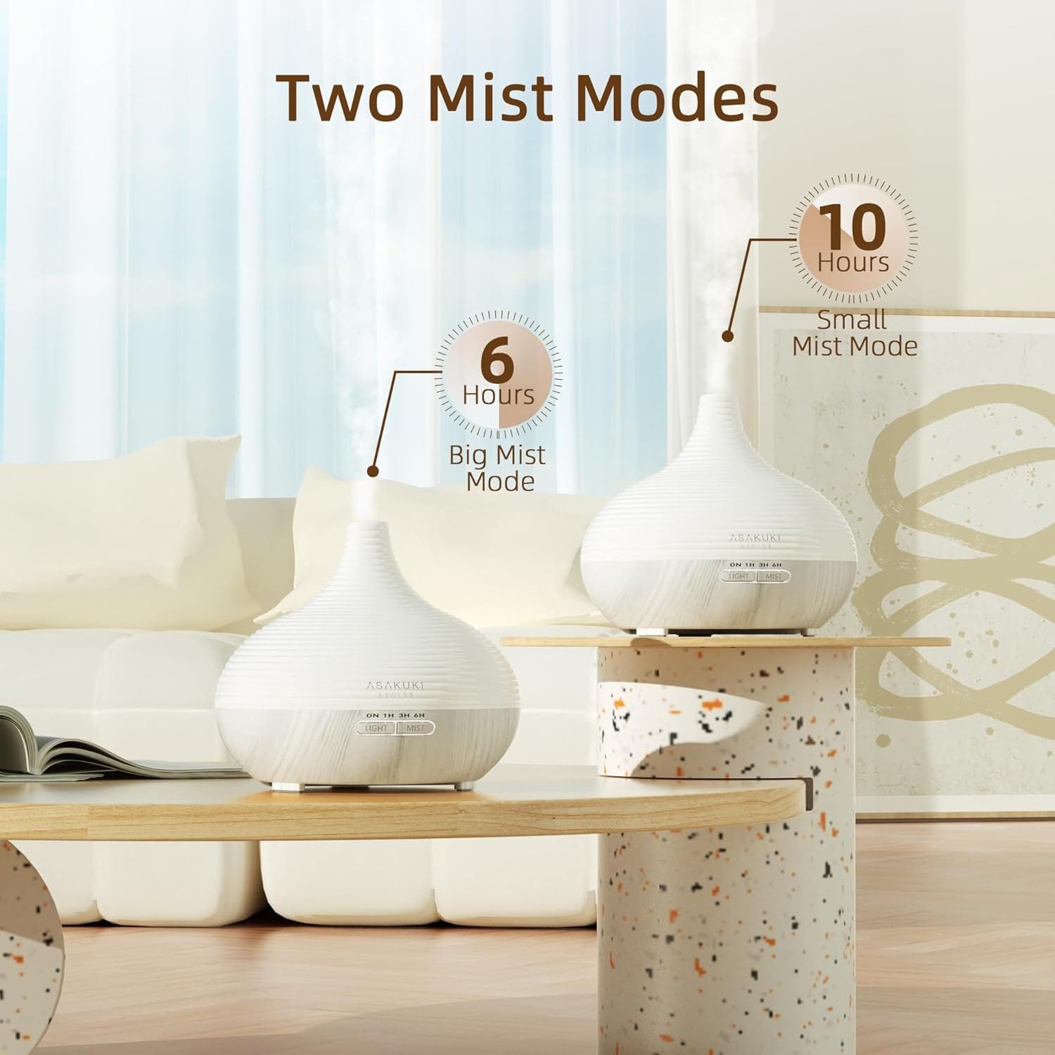 ASAKUKI 300ml aromatherapy diffuser with LED lights and timer