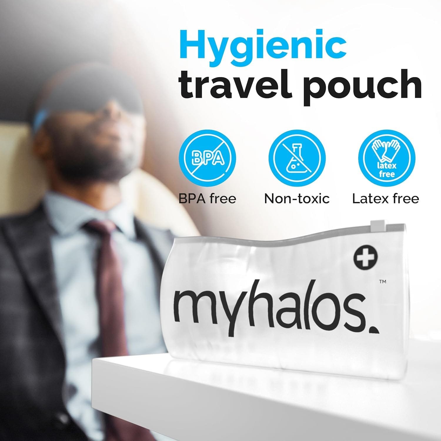 Black memory foam blackout sleep mask with nose contour