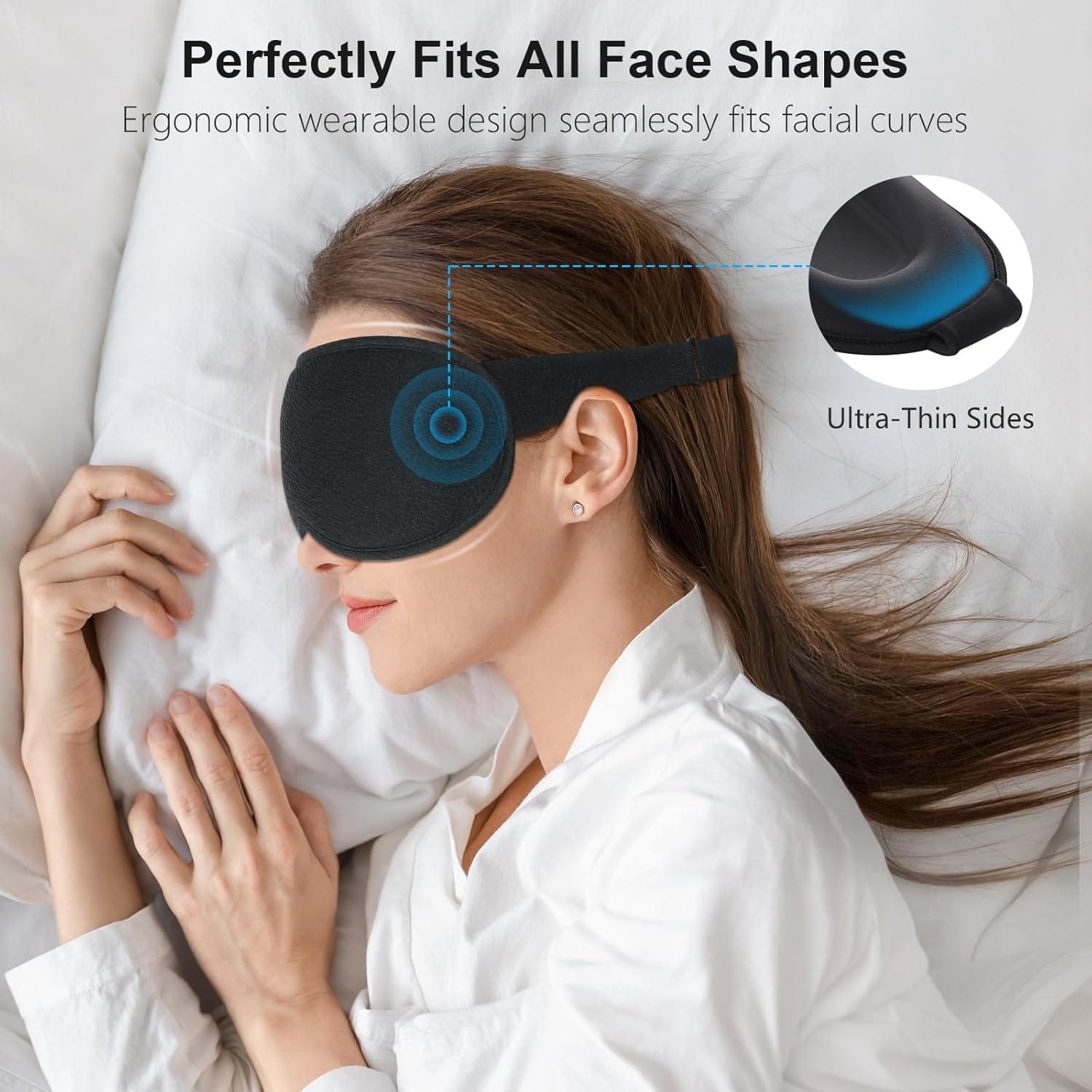 Sleep mask with adjustable soft elastic band