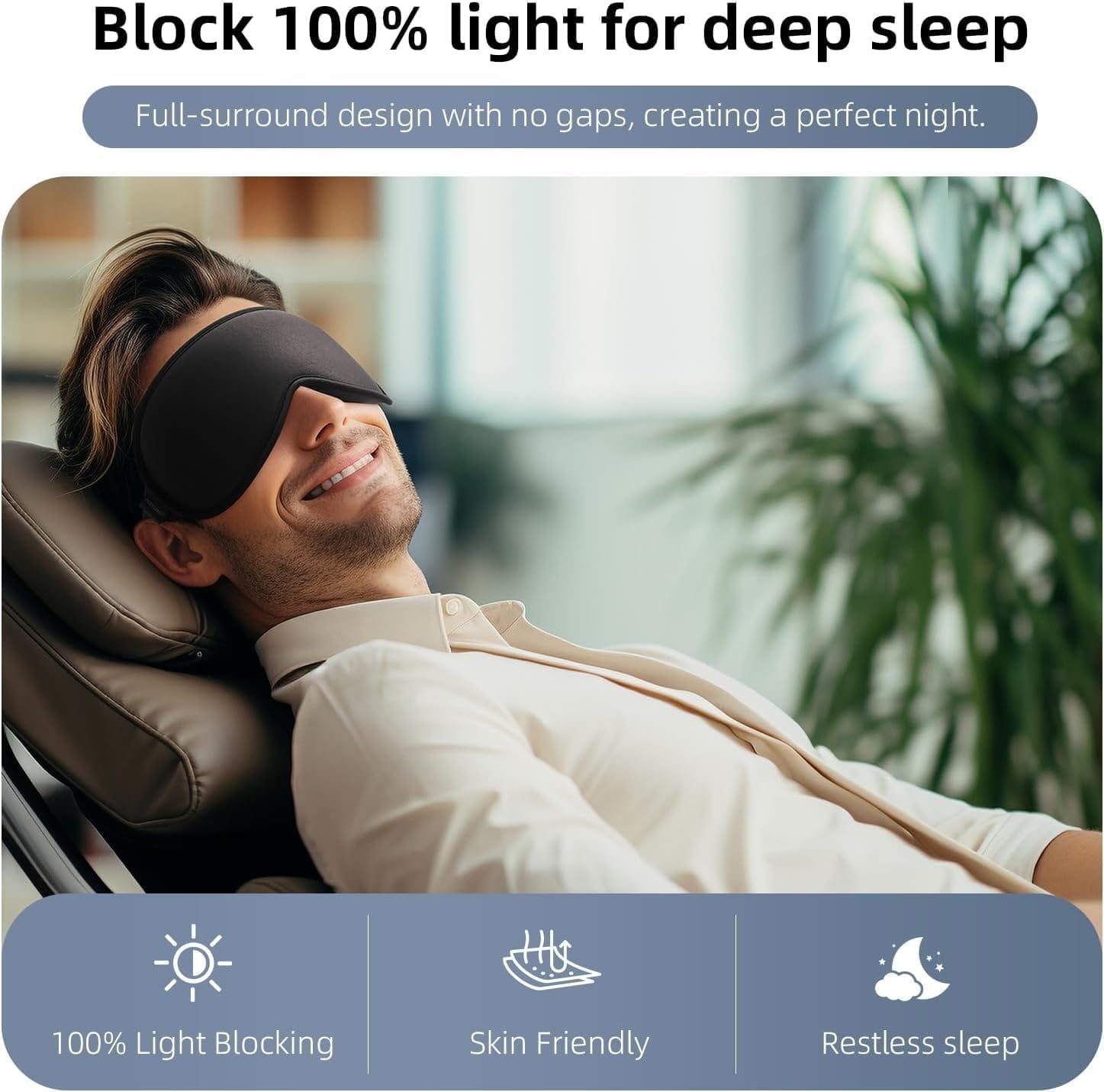 Flexible nose bridge on blackout sleep mask