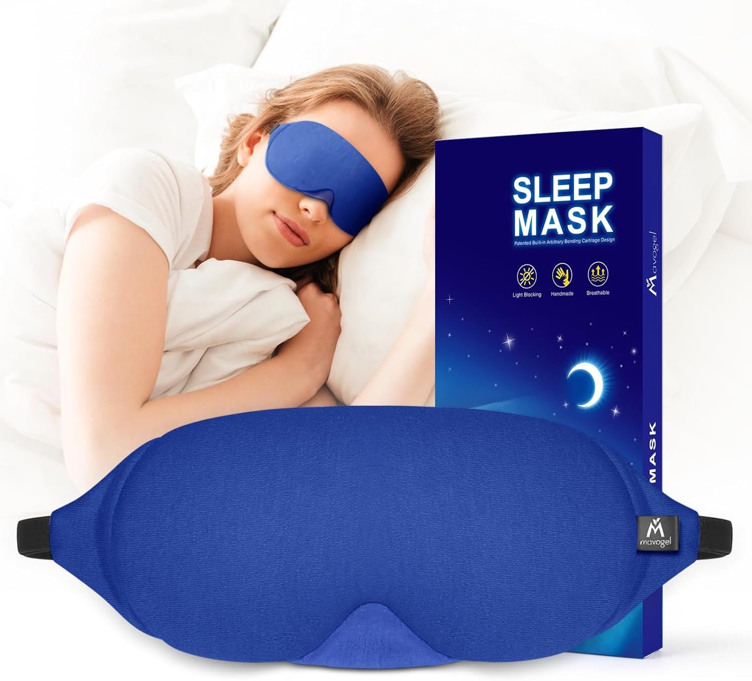 Sleep mask fabric layers highlighted for breathability