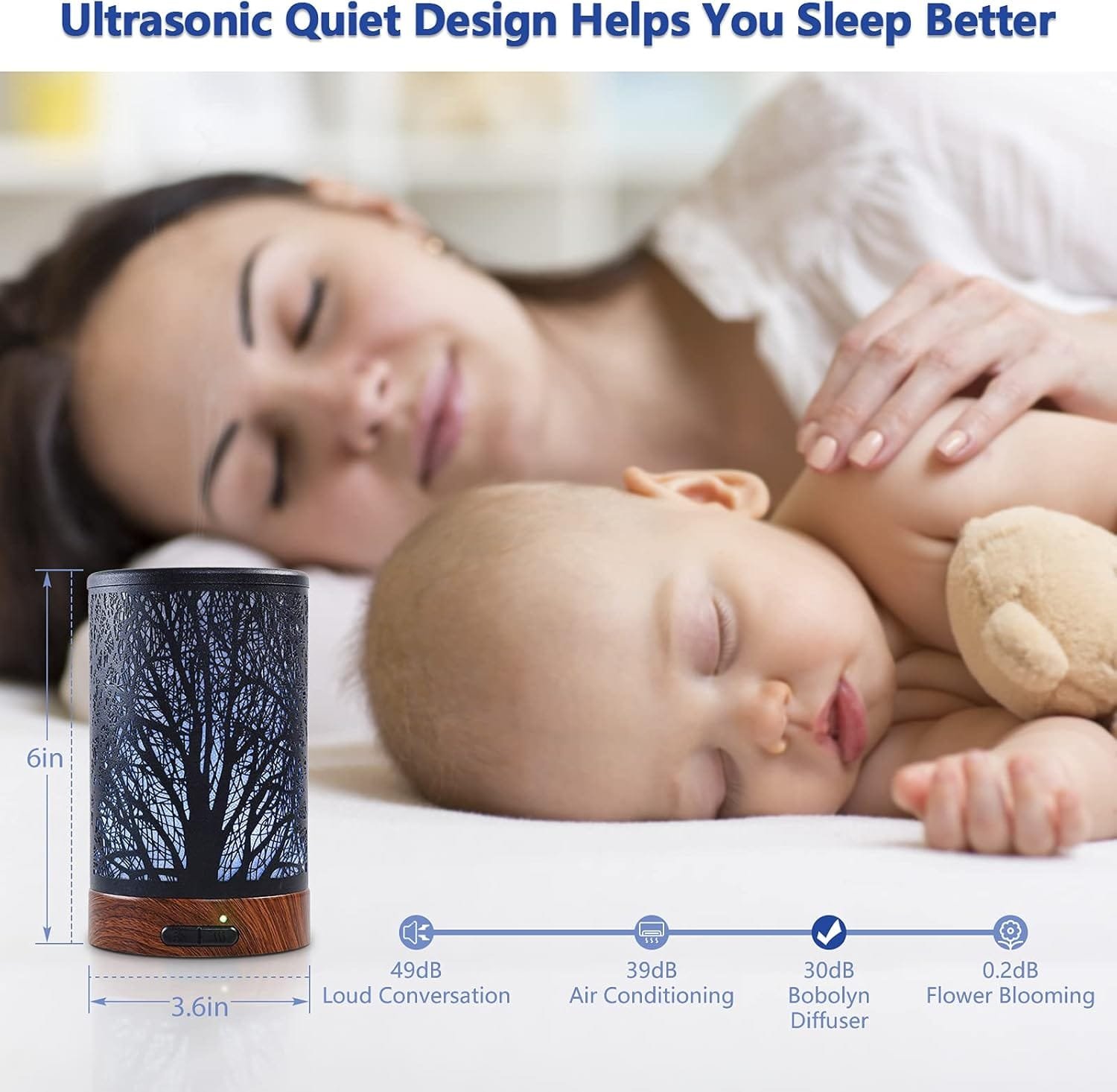 Essential oil diffuser emitting scented mist in cozy room