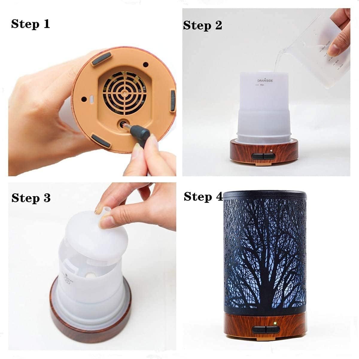 Forest-themed 150ml essential oil diffuser with mist feature