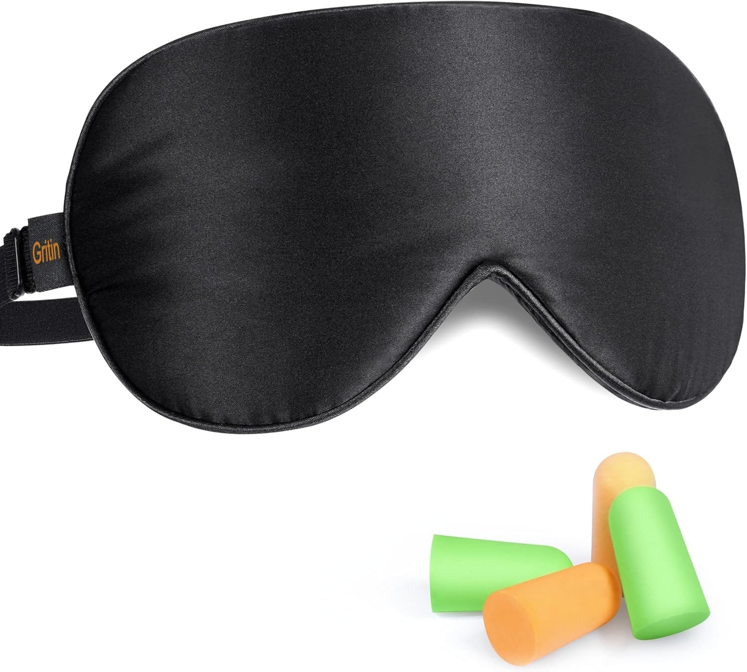 Silk mask rolled and stored inside included travel pouch