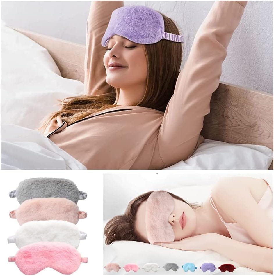 Close-up of elastic strap on plush sleep mask
