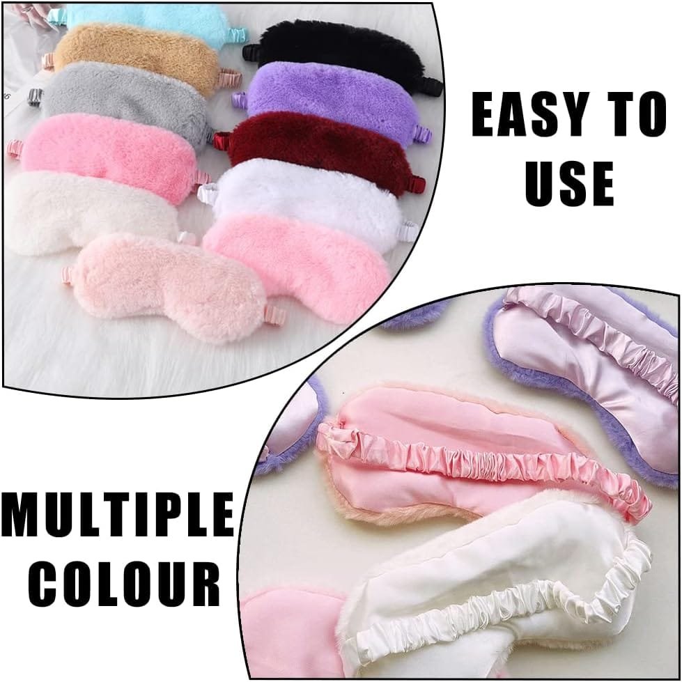 Soft faux rabbit fur sleep mask with elastic band