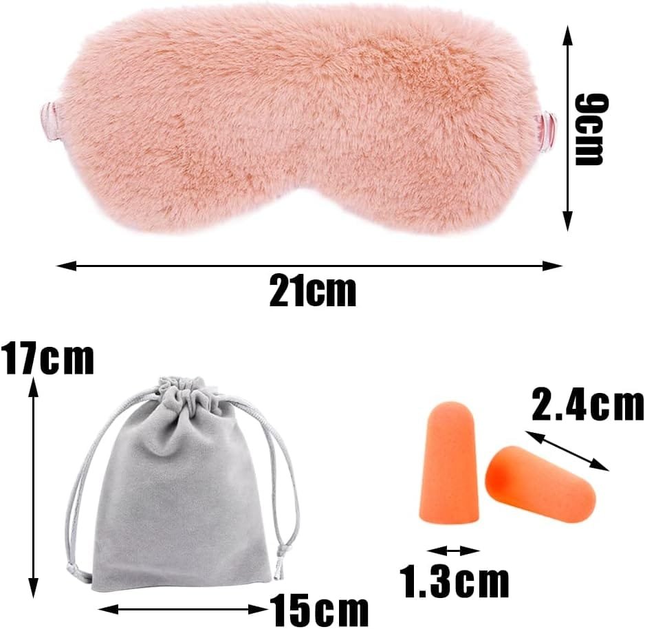 Set of 4 plush faux fur sleep masks with colorful design