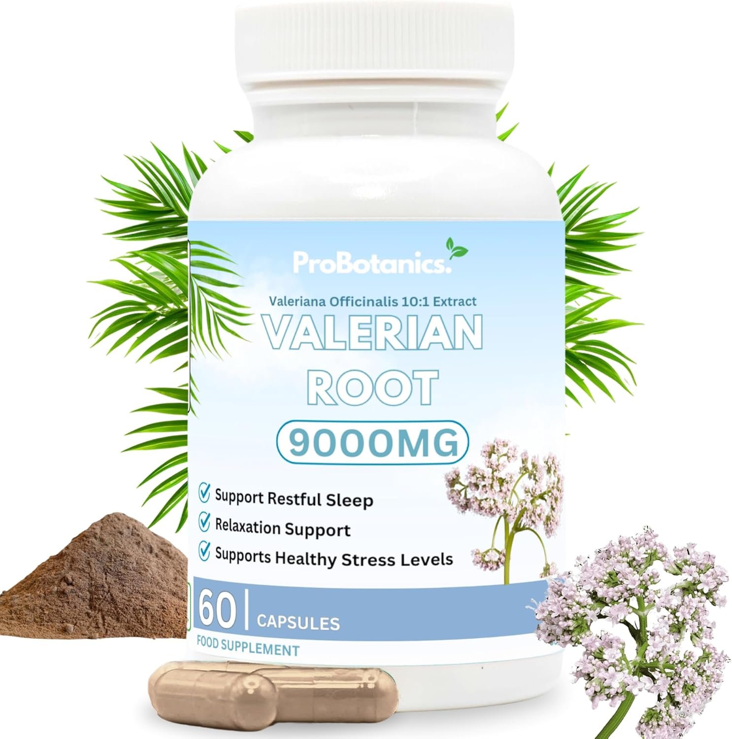 ProBotanics Organic Valerian Root Capsules 9000mg Sleep Support