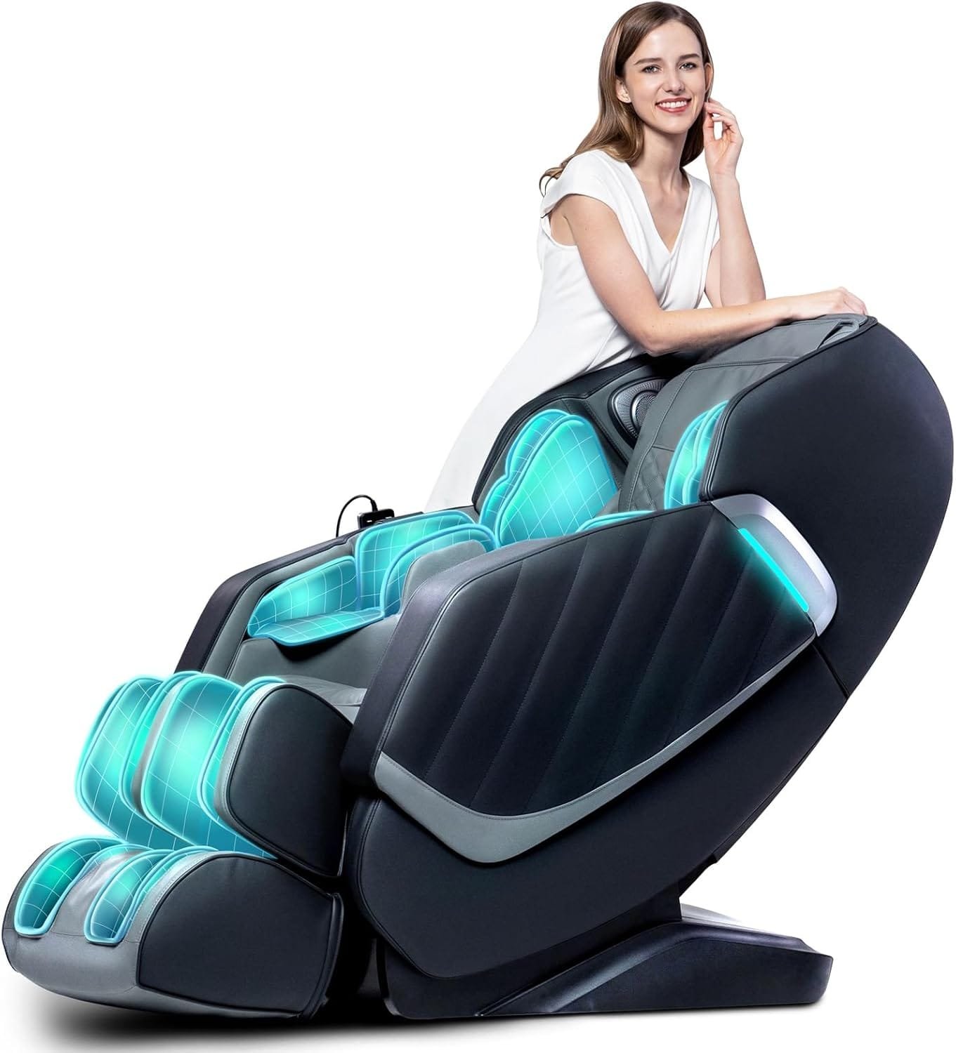 HealthRelife Full Body Massage Chair - Zero Gravity Smart Massage Chair - 3D Robotic Hands with SL Rail