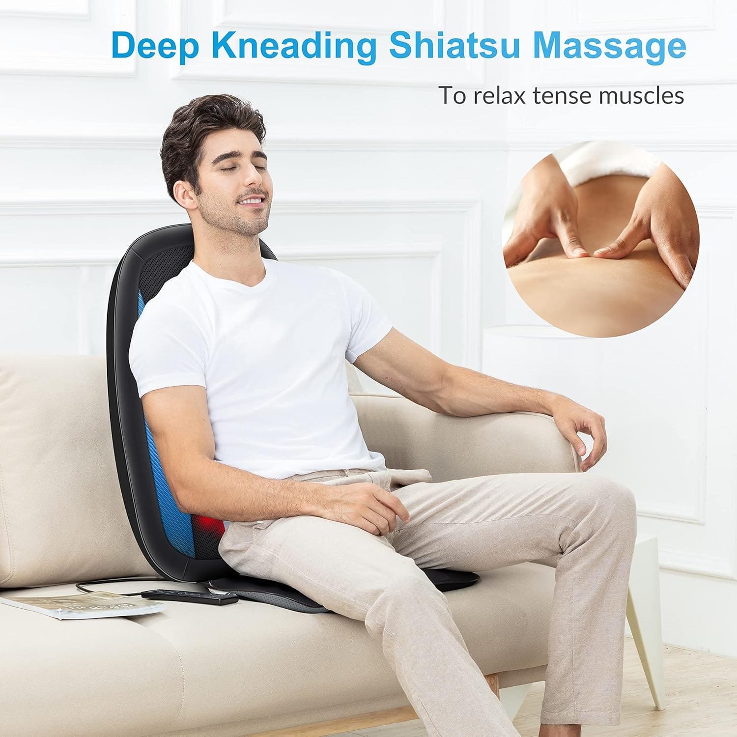 Comfier Shiatsu Back Massager with Heat -Deep Tissue Kneading Massage Chair, Massage Chair for Full Back