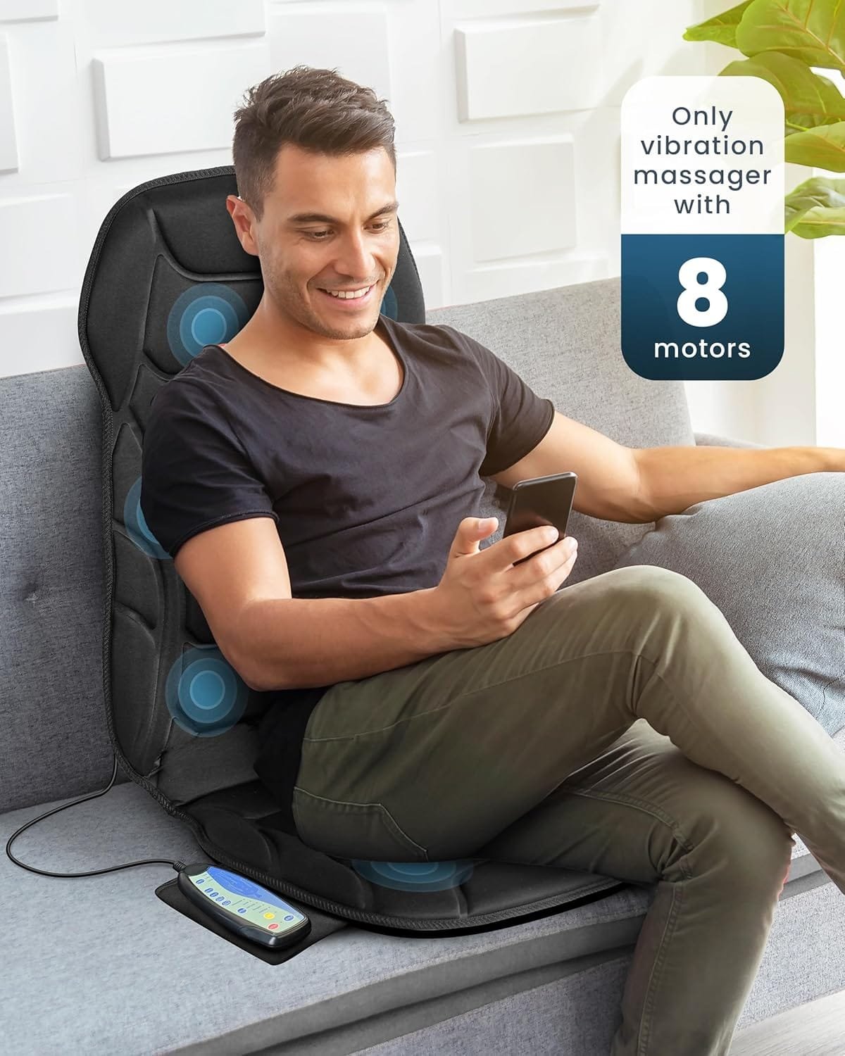 2 COMFIER Back Massager with Heat, Vibration Massage Cushion with 8 Massage Nodes & Modes for Home Office
