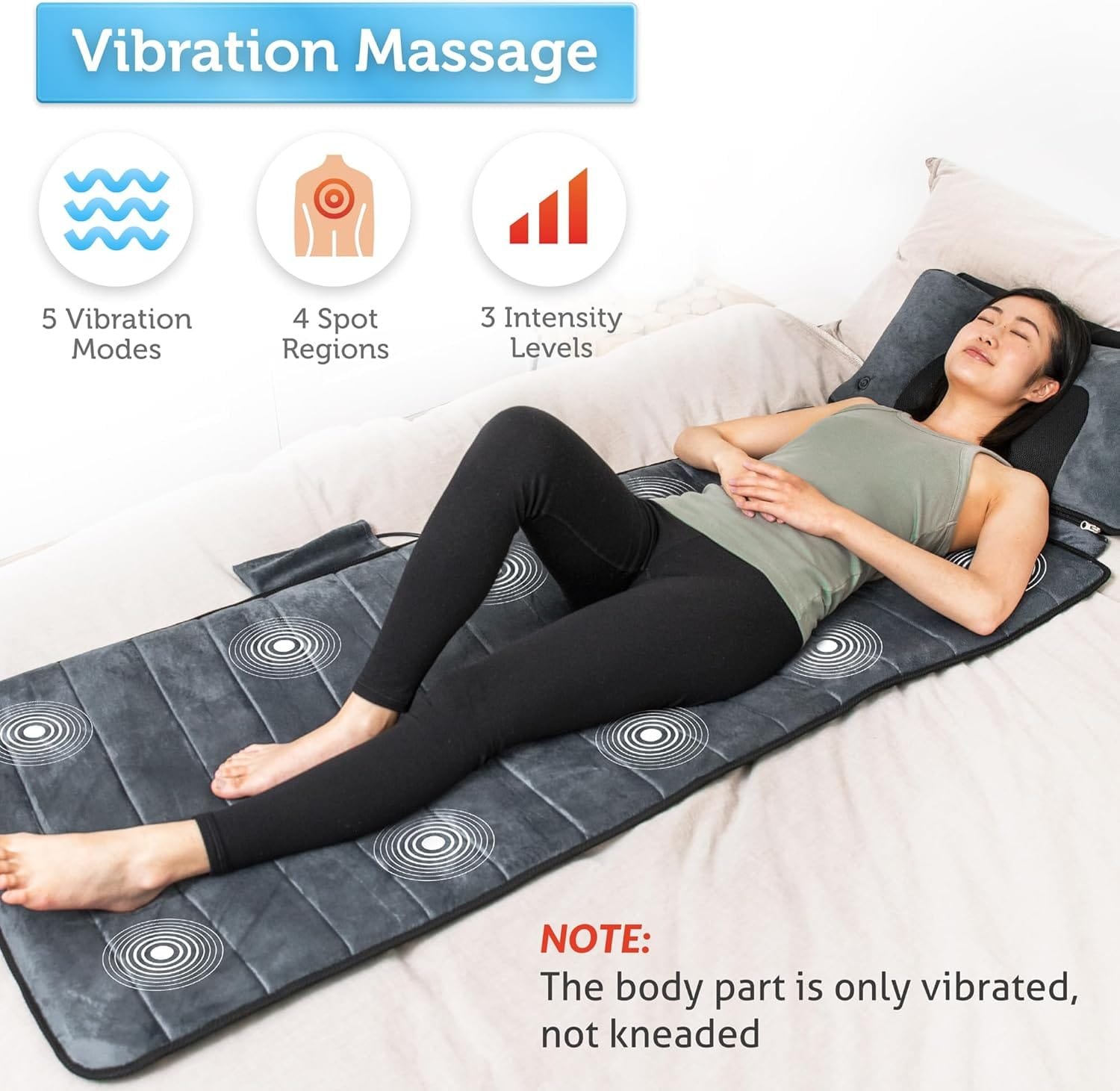 Comfier Massage Mat with Heat Pad,Full Body Massage Bed with Shiatsu Neck Massage Pillow,10 Vibrating Motors & 4 Heating Pads for Back Relief,Massagers...