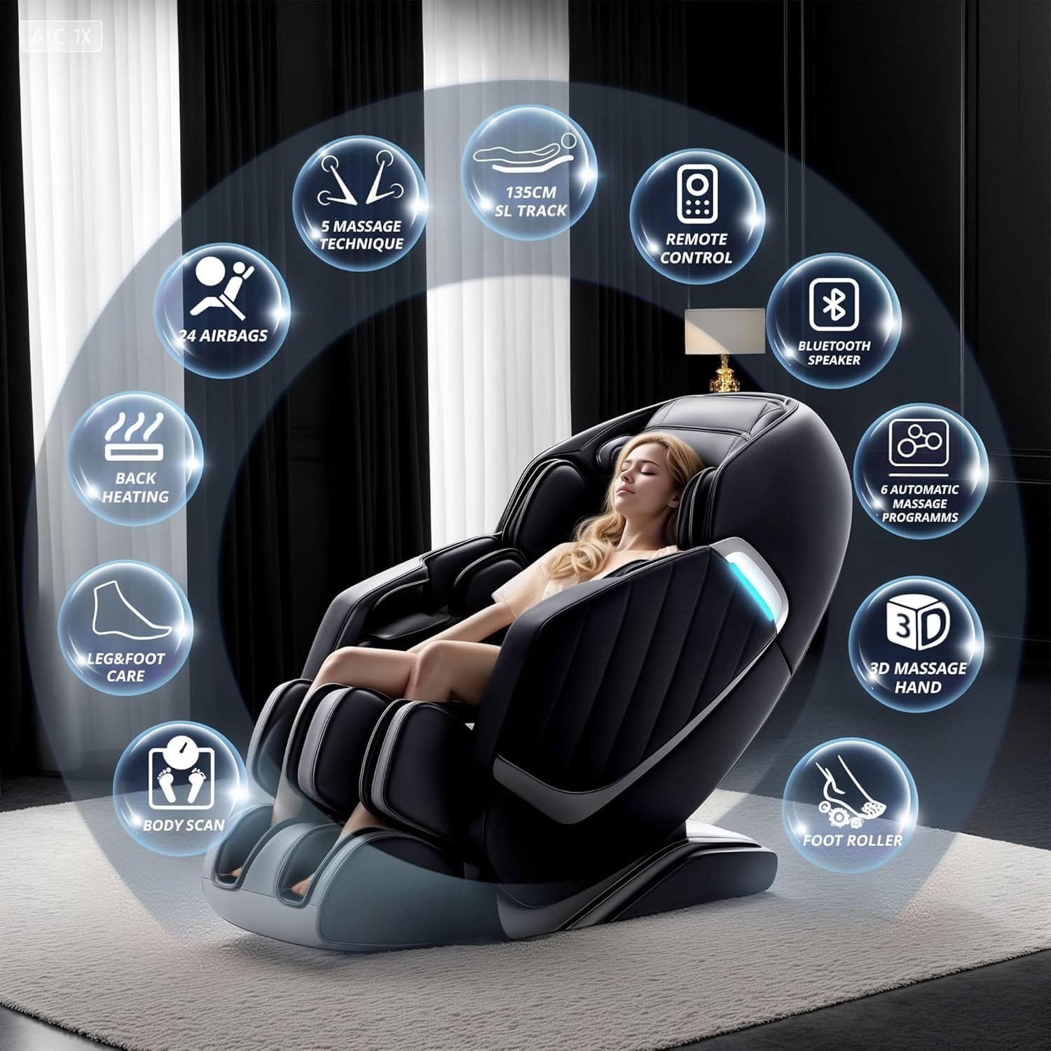HealthRelife Full Body Massage Chair - Zero Gravity Smart Massage Chair - 3D Robotic Hands with SL Rail