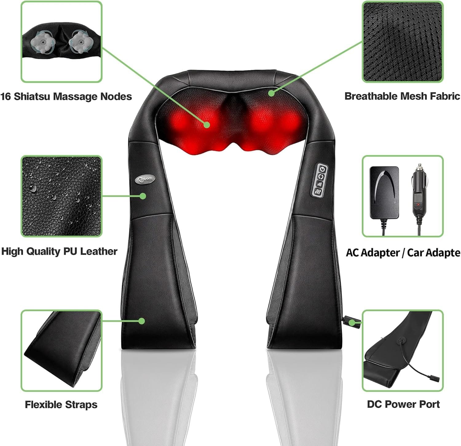 2 cotsoco Shiatsu Back Neck and Shoulder Massager with Heat,Deep Tissue 3D Kneading Pillow, Electric Full Body Massager for Shoulders,Legs,Foot,Body Muscle