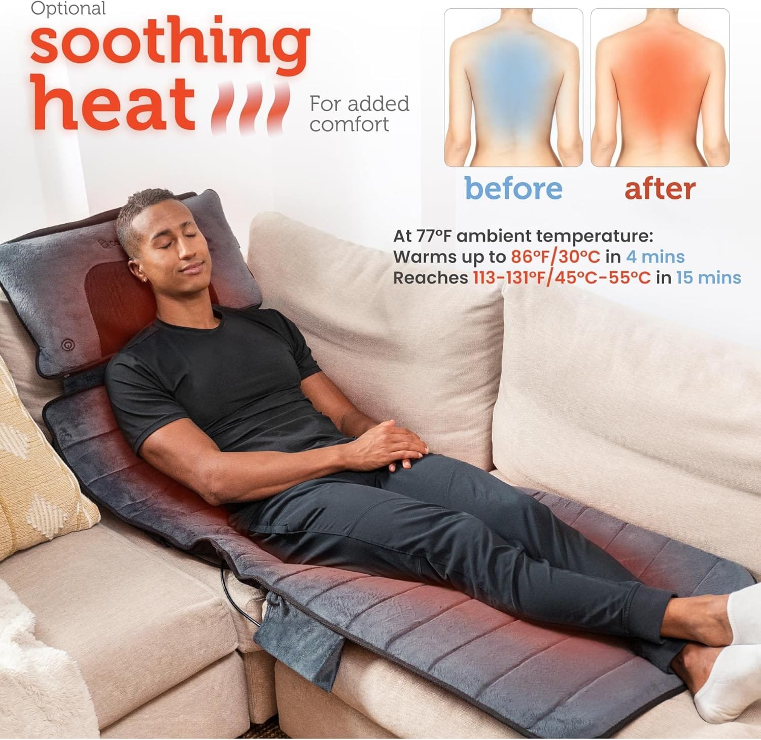 Comfier Massage Mat with Heat Pad,Full Body Massage Bed with Shiatsu Neck Massage Pillow,10 Vibrating Motors & 4 Heating Pads for Back Relief,Massagers...