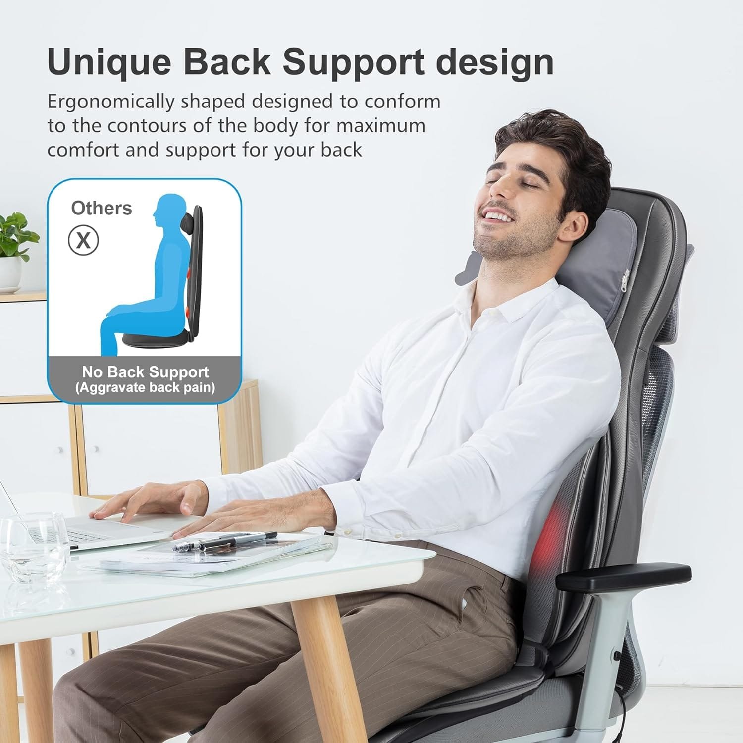 Comfier Neck and Back Massager with Heat - Massage Chair with Compress & Rolling,Kneading Shiatsu Back Massager