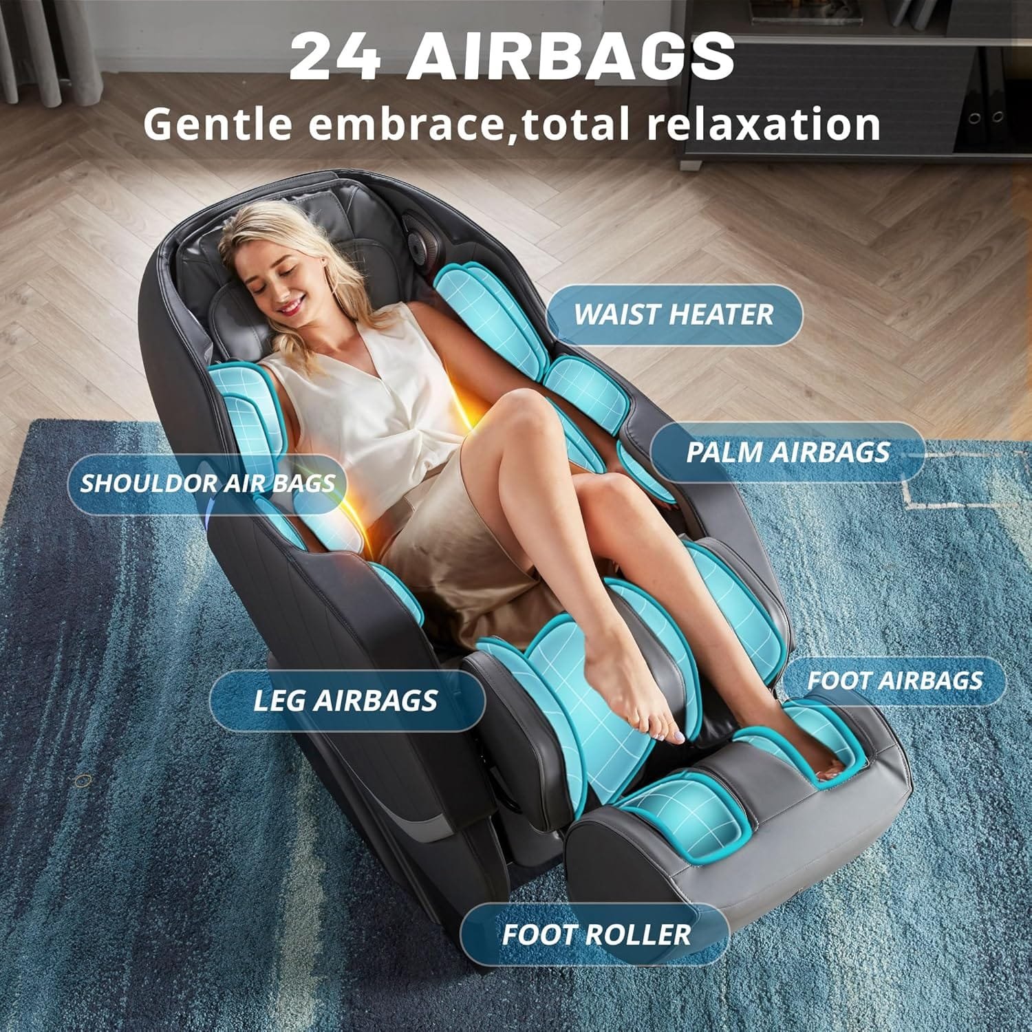 HealthRelife Full Body Massage Chair - Zero Gravity Smart Massage Chair - 3D Robotic Hands with SL Rail