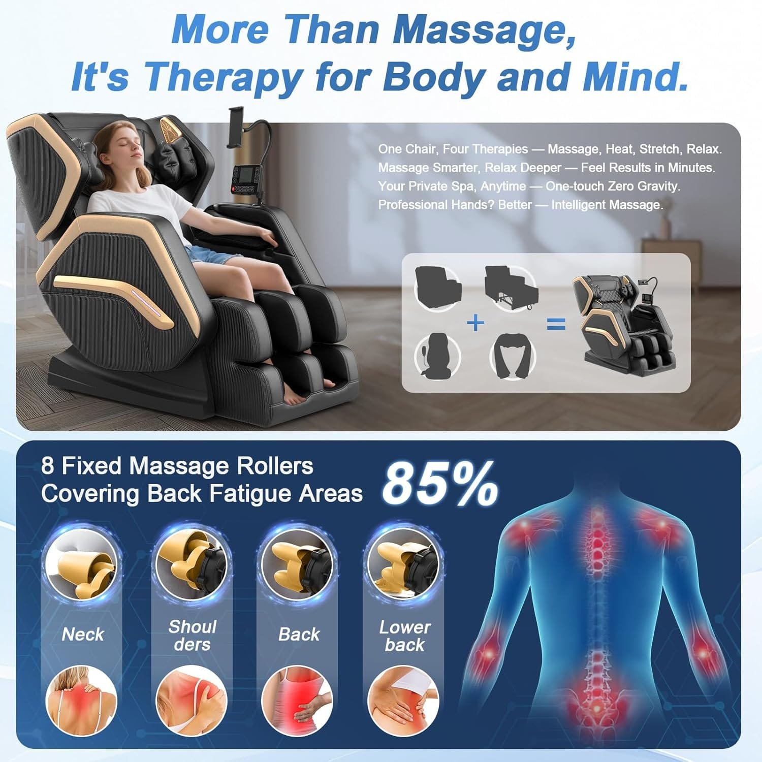 3 NAGLIFOR 2025 Massage Chair, Massage Chairs Full Body for Back Fatigue, Zero Gravity, 10 Fixed Points, Mobile Controller, Airbags, Heating, Bluetooth Speaker & Nightlights