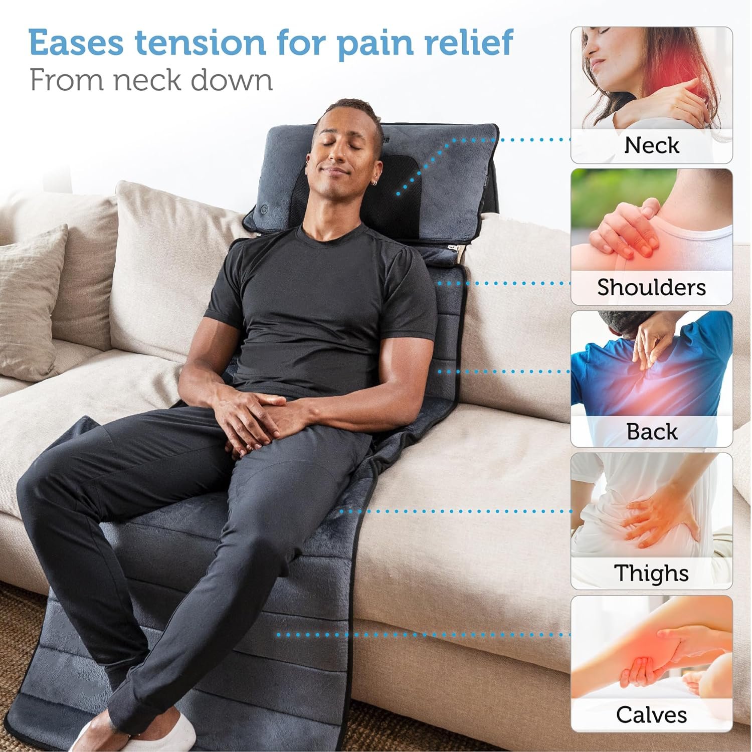 Comfier Massage Mat with Heat Pad,Full Body Massage Bed with Shiatsu Neck Massage Pillow,10 Vibrating Motors & 4 Heating Pads for Back Relief,Massagers...