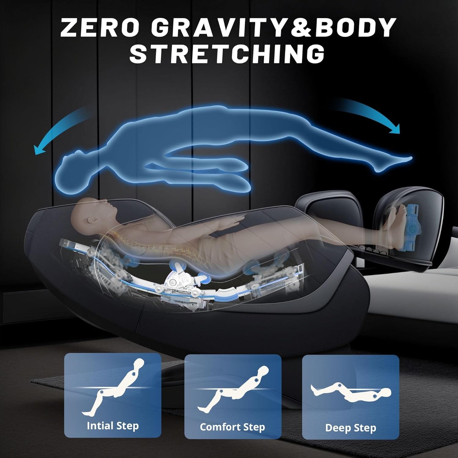 HealthRelife Full Body Massage Chair - Zero Gravity Smart Massage Chair - 3D Robotic Hands with SL Rail