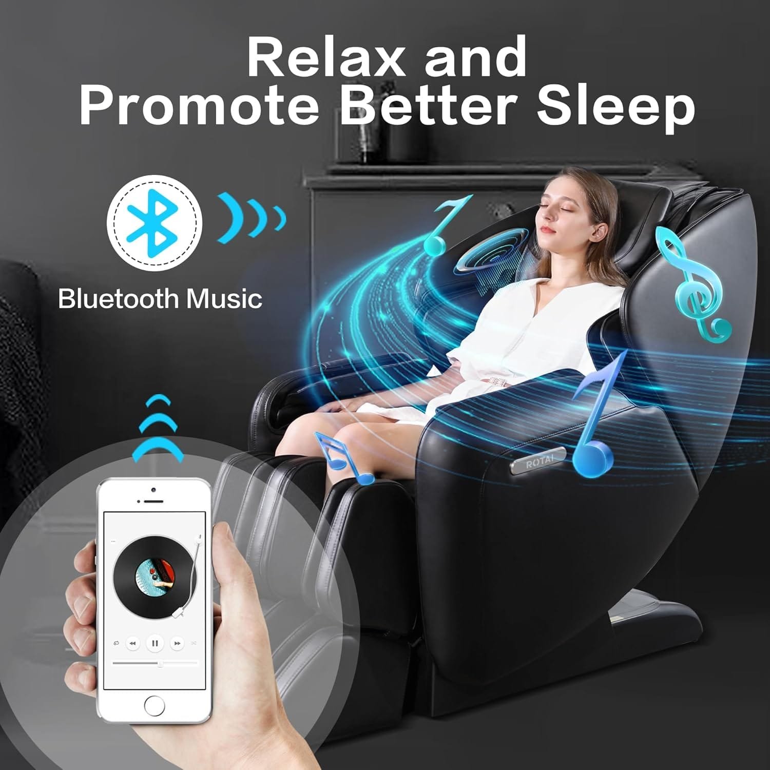 3 ROTAI Massage Chair with Heat Neck Shoulder Back Massage Recliner,Full Body Massage
