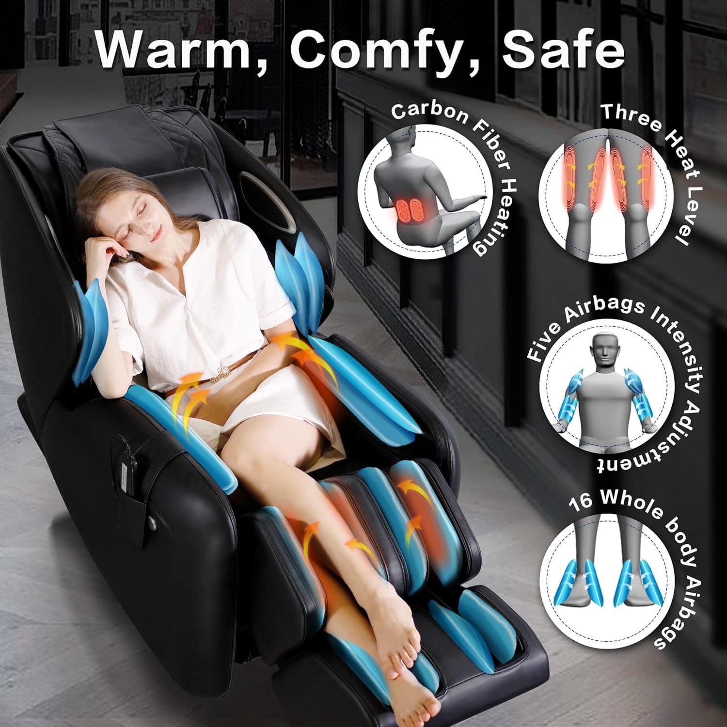 2 ROTAI Massage Chair with Heat Neck Shoulder Back Massage Recliner,Full Body Massage