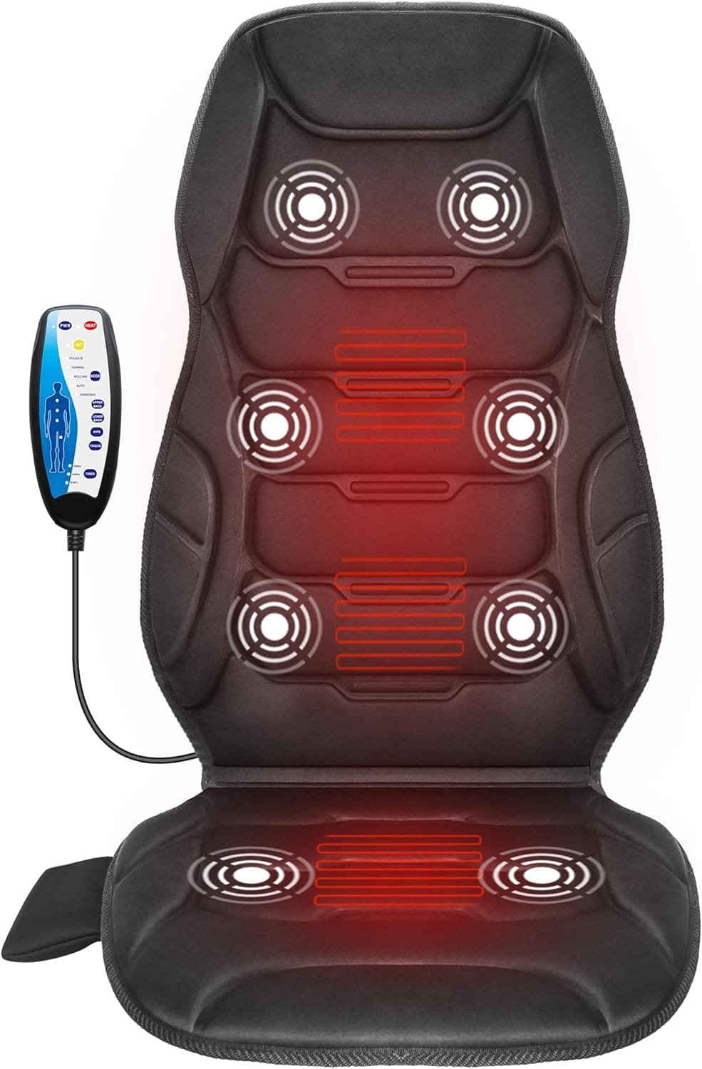 COMFIER Back Massager with Heat, Vibration Massage Cushion with 8 Massage Nodes & Modes, Massage Chair for Home Office, Heated Chair Massager for Back...