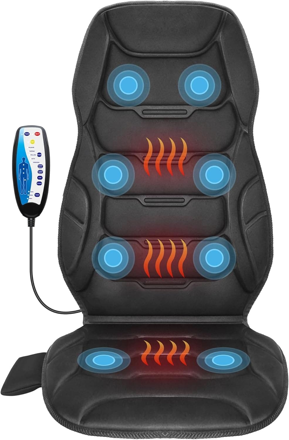 COMFIER Back Massager with Heat, Vibration Massage Cushion with 8 Massage Nodes & Modes for Home Office