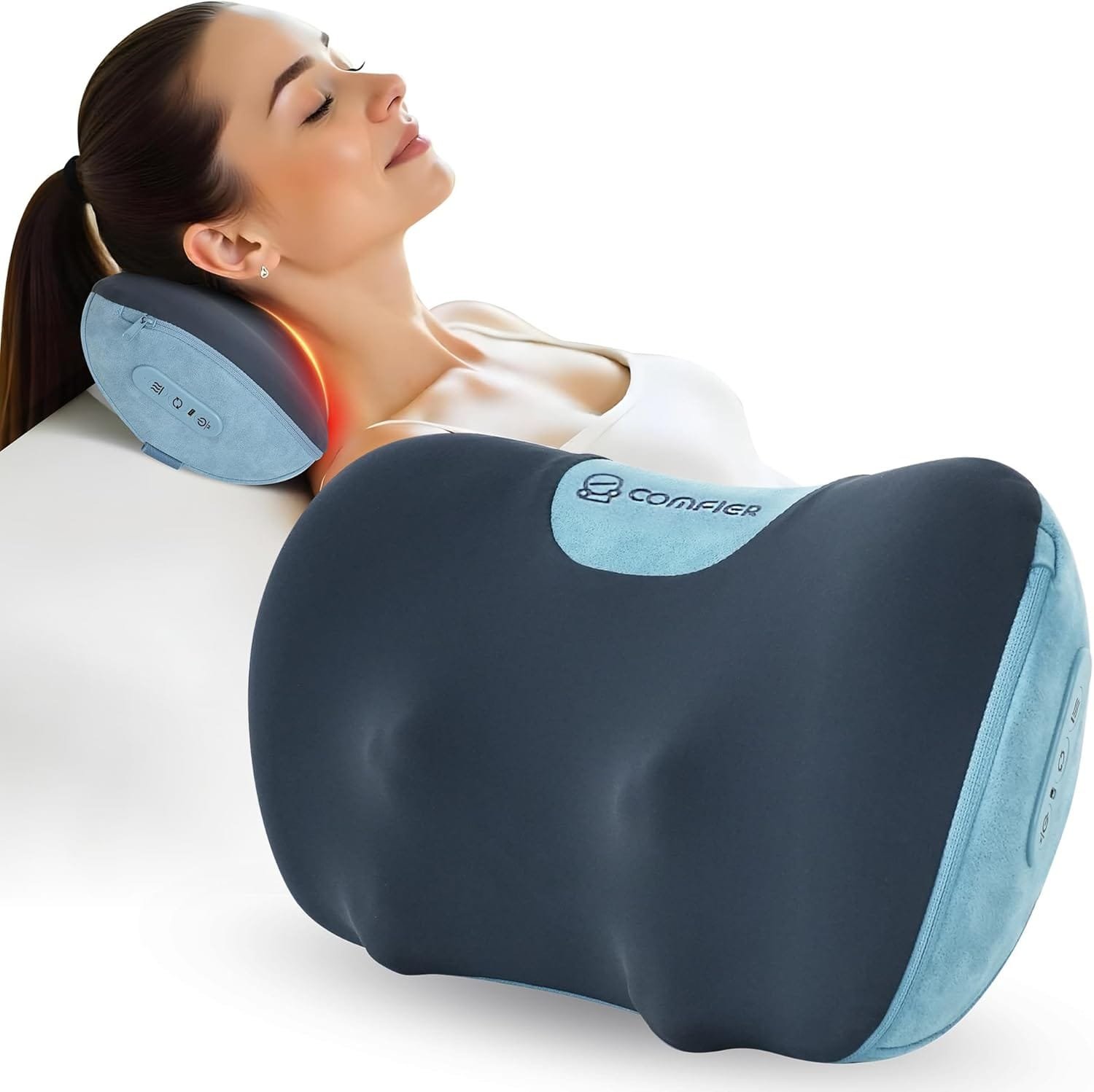 COMFIER Cordless Back Neck Massager, Shiatsu Lower Back Massage with Heat, Massage Pillow Gifts for Women Men, Deep Tissue Kneading for Shoulder,Legs, Mens