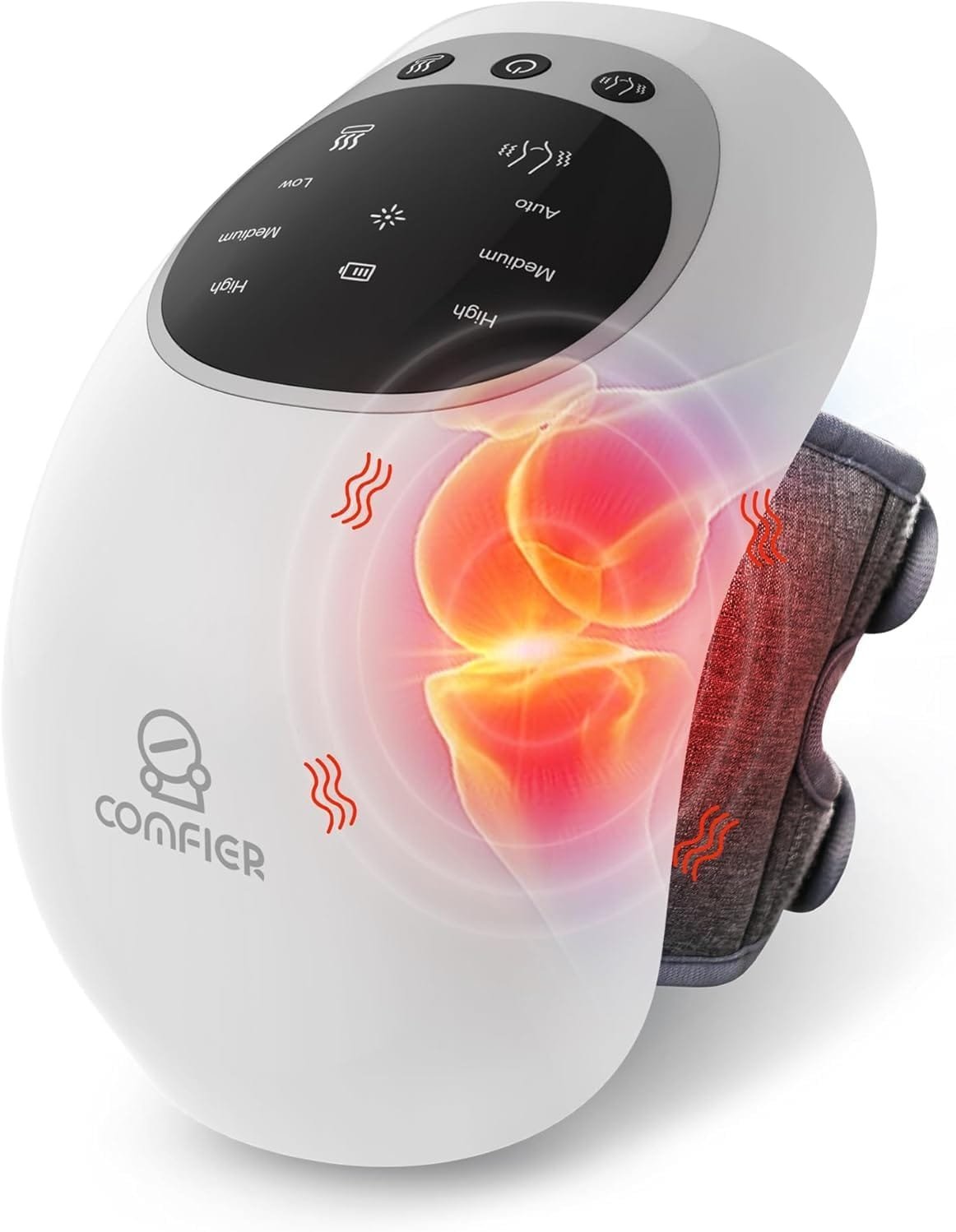 COMFIER Cordless Knee Massager with Heat, Upgraded Heated Knee Brace with 18.9 Inch Knee Straps, Rechargeable Knee Massager with Large LED Screen, Gift for...