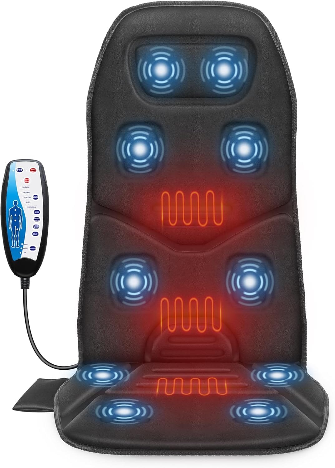 Comfier Back Massager with Heat, Massage Chair with 10 Vibration Massage Motors, Massage Chair Pad for Back Pain