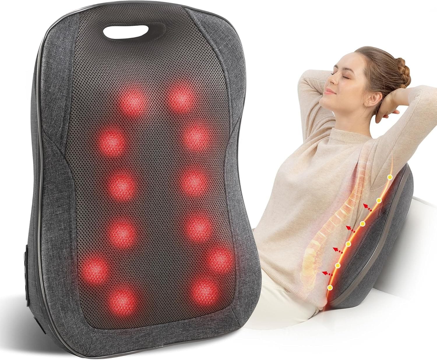 Comfier Shiatsu Back Massager with Heat- Portable Massage Cushion,Ideal Gifts for Women/Men, Adjustable Kneading Massage Chair Pad,Chair Massager for Office...