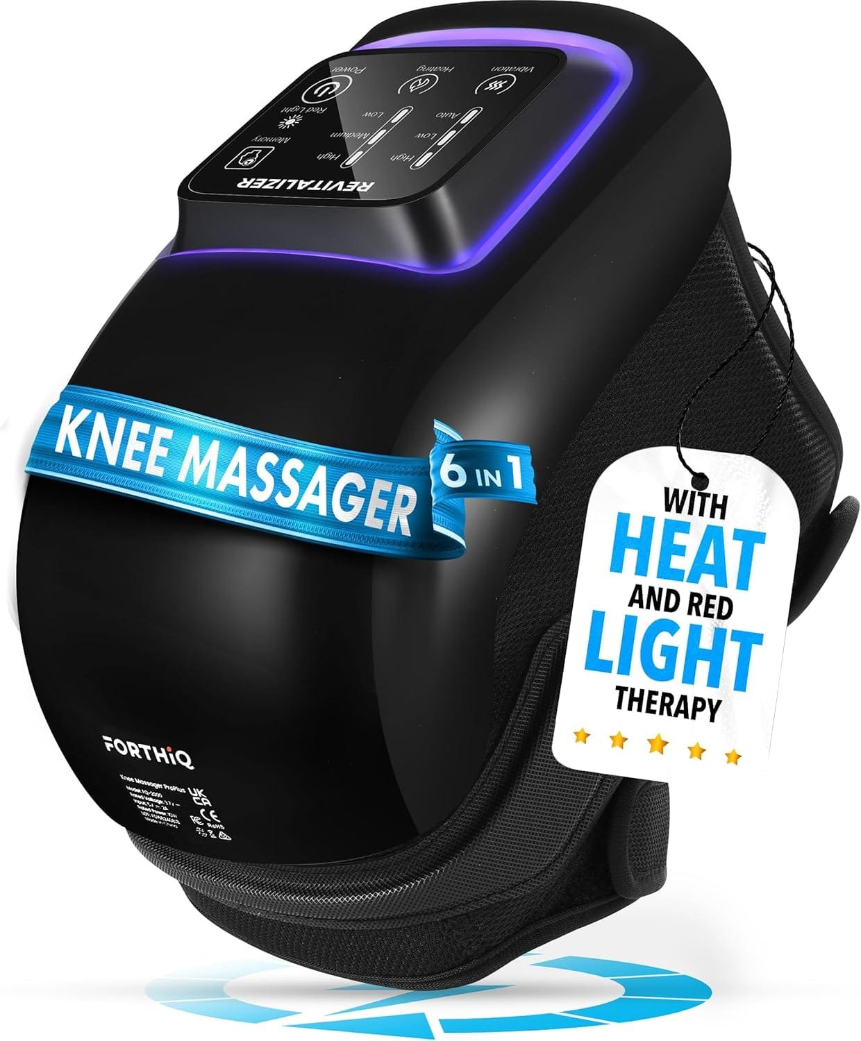FORTHiQ Pro+ Knee Massager with Heat and Red Light Therapy and Vibration for Knee Pain Relief - Adjustable Straps, Cordless, Portable, Rechargeable, Easy to...