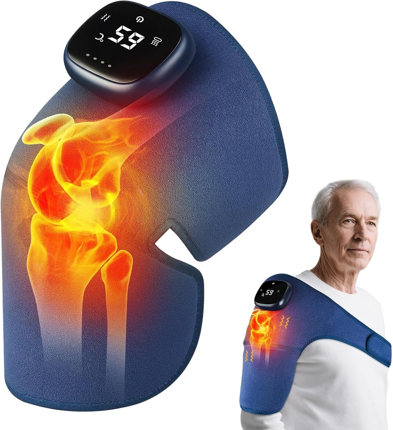 Knee Massager, Sgakgu Heated Knee Support with 5 Levels of Heat and 8 Vibration Modes, 3000mAh High Capacity Battery, Suitable for Massaging Shoulders,...