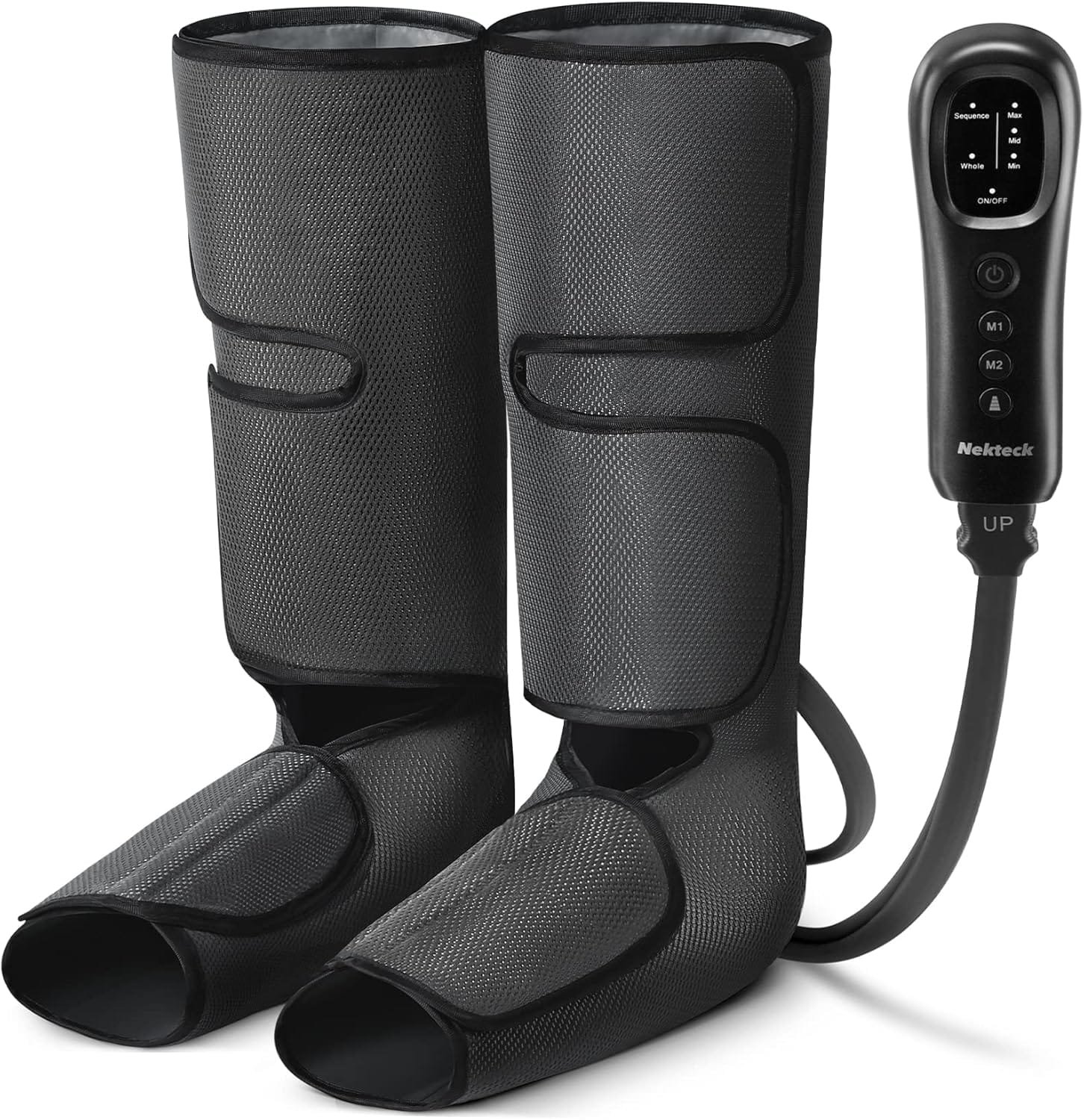 Nekteck Leg Massager with Air Compression for Circulation and Relaxation, Foot and Calf Massage Machine with Hand-held Controller 2 Modes 3 Intensities,...