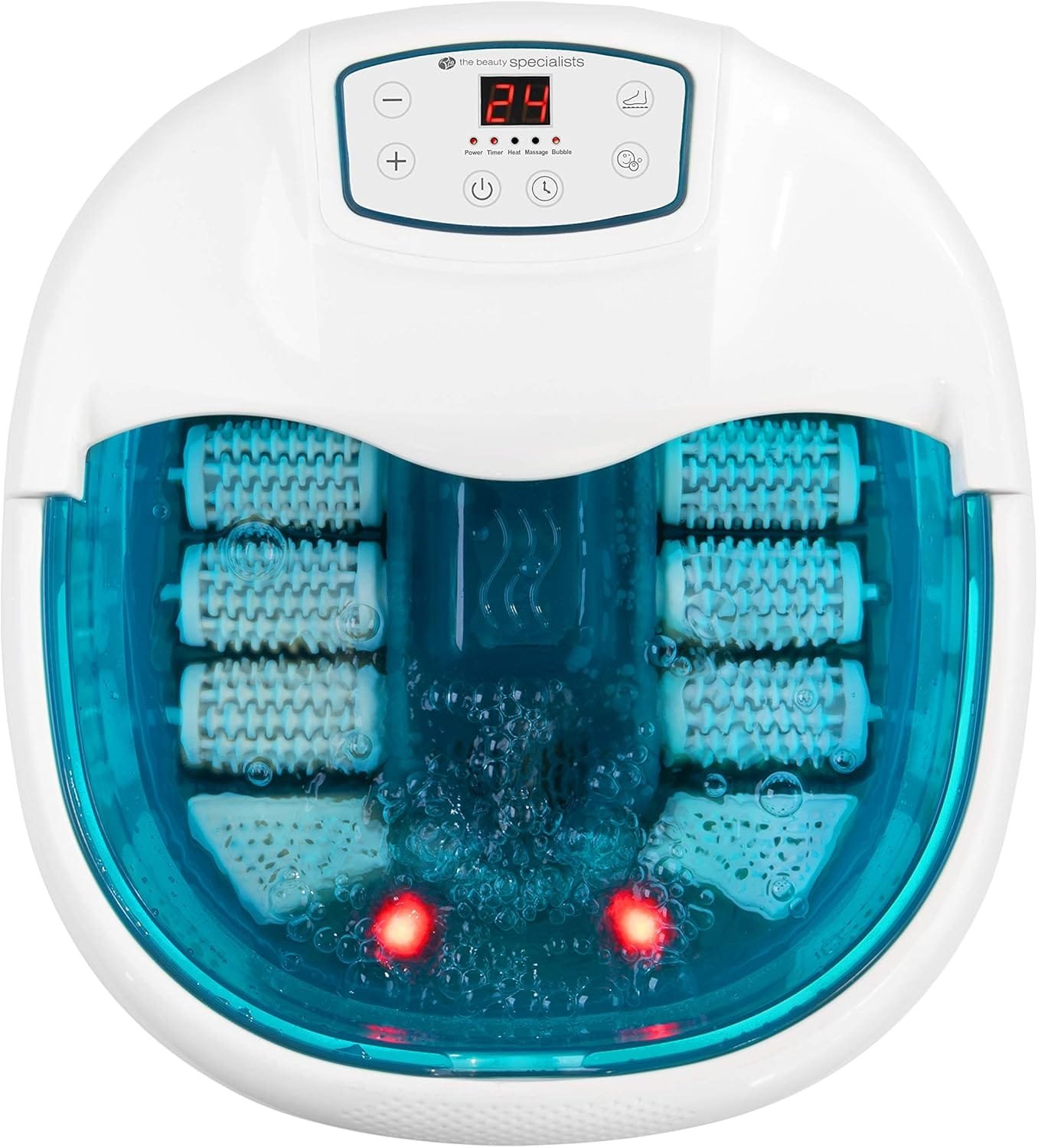 Rio Foot Spa Bath with 6 Motorised Massage Rollers, 450W Heat, Temperature Control, Hydrotherapy Bubble Massage, 3 Pedicure Attachments, 2 Aromatherapy...
