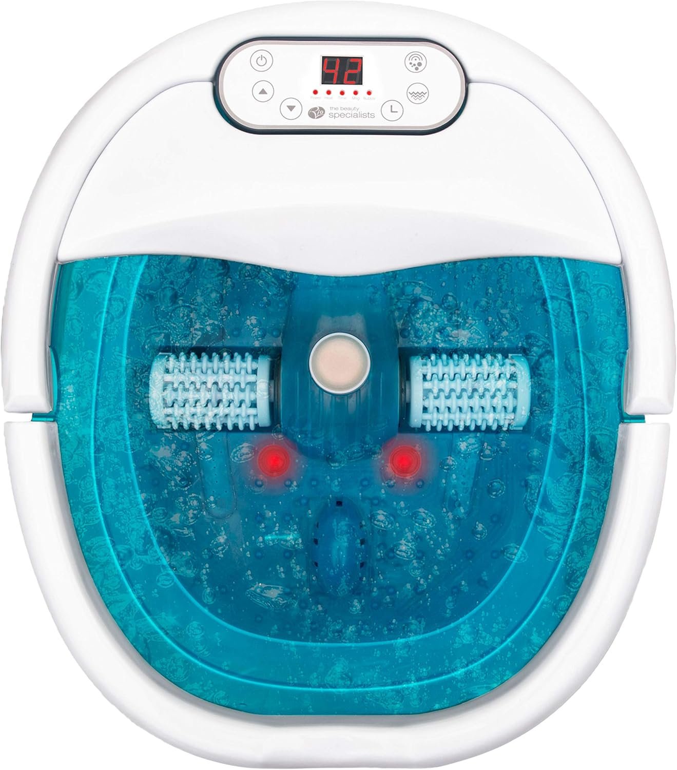 Rio Foot Spa Bath with Motorised Massaging Rollers, Adjustable Time & Temperature Settings, 3 Pedicure Tools, Relaxing Bubbles, 20 Hydrotherapy Jets,...