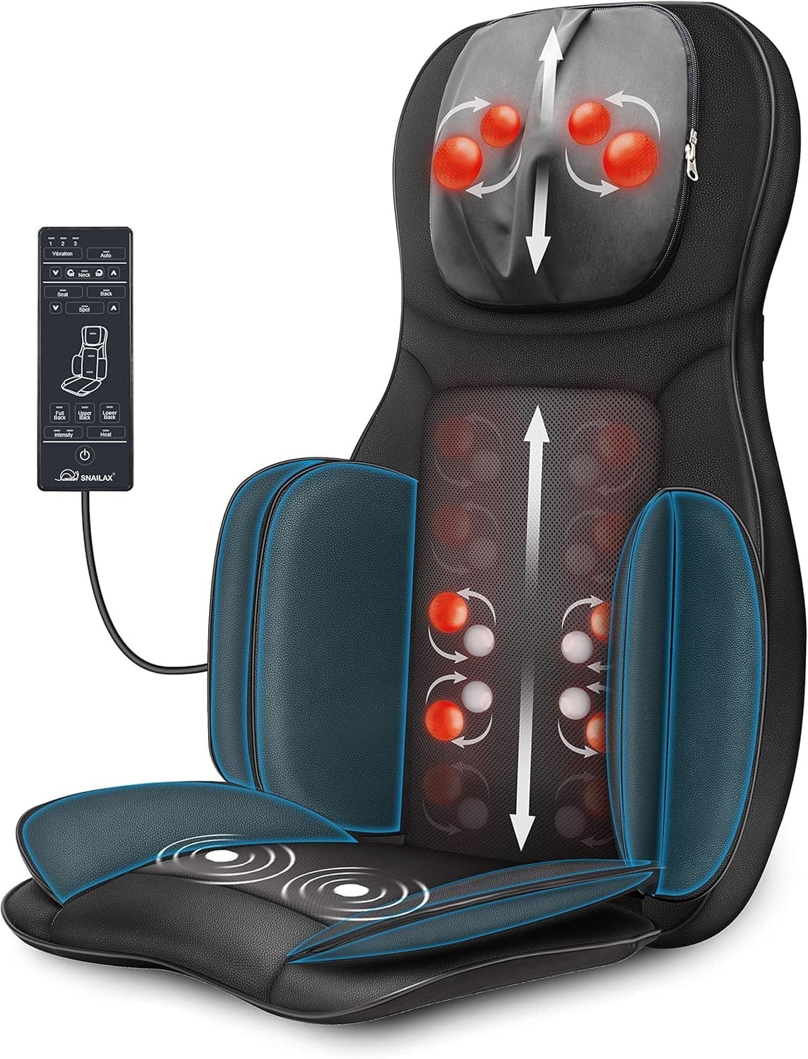 Snailax Back Massager with Heat & Compress, Massage Chair Pad for Full Body, Shiatsu Massager for Neck Back
