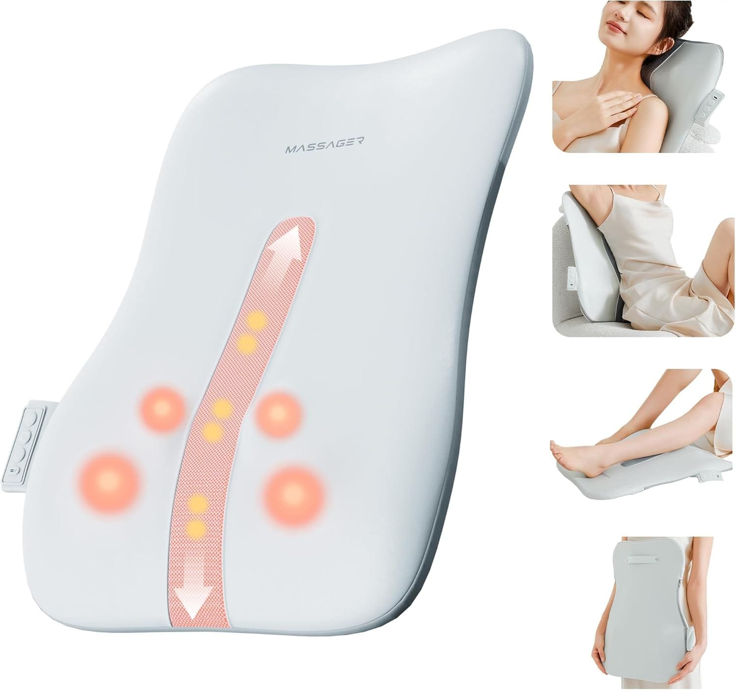 ZQQO Shiatsu Back Massager with Heat as Gifts for Women & Men - Neck Waist Calf & Leg Massager with 42CM Roller Track Wider Coverage Massage Gun or...