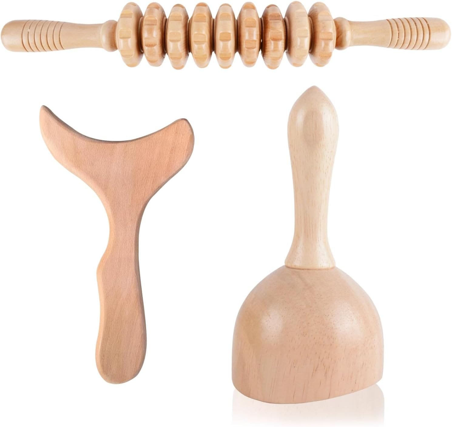 3 in 1 Wood Therapy Massage Tools Scraping, Relaxing Muscle Wood Therapy Massage Tool, A Professional and Complete Wooden Massage Tool for Shaping,...