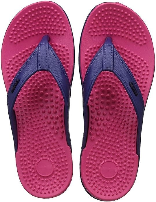 Acupressure Massage Slippers - Reflexology Foot Massager - Red & Black - Women's Sizes UK 4 to UK 8