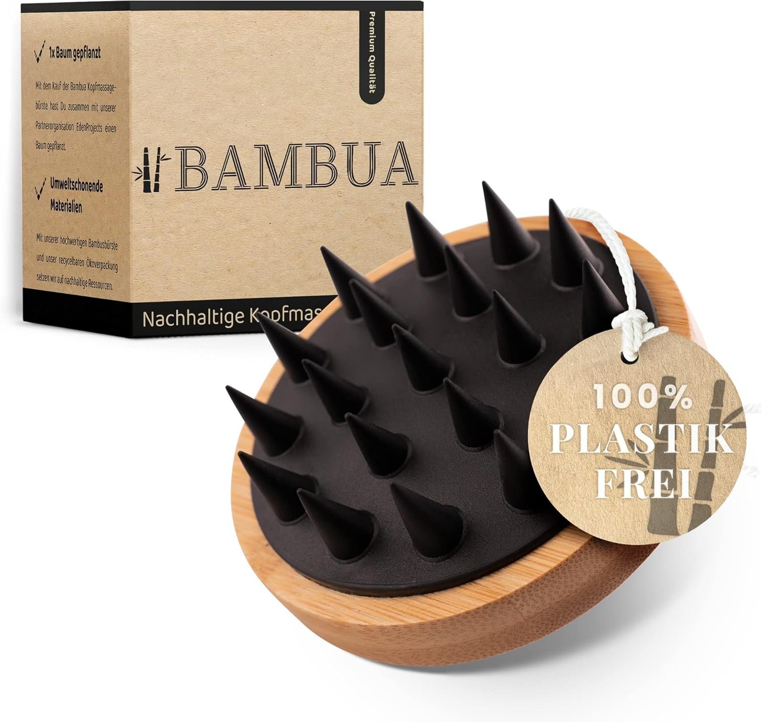BAMBUA® Scalp Massager Hair Growth - (Anti-Dandruff Effect) Natural Head Massager Scalp Brush for Hair Care & Scalp Health - Shampoo Brush for Shower...