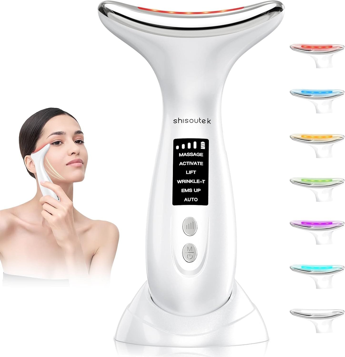 Face Massager Facial Lifting Device: 6 Mode Electric Lift Skin Tightening Machine - 7 Color Led Beauty Microcurrent Therapy Wand Anti-Wrinkle - Anti-Aging...